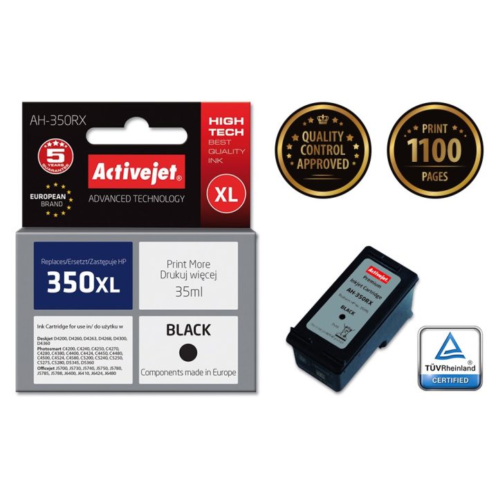 Activejet AH-350RX Ink (replacement for HP 350XL CB336EE Premium 35 ml black)
