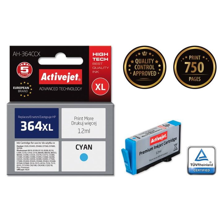 Activejet AH-364CCX Ink (replacement for HP 364XL CB323EE Premium 12 ml cyan)