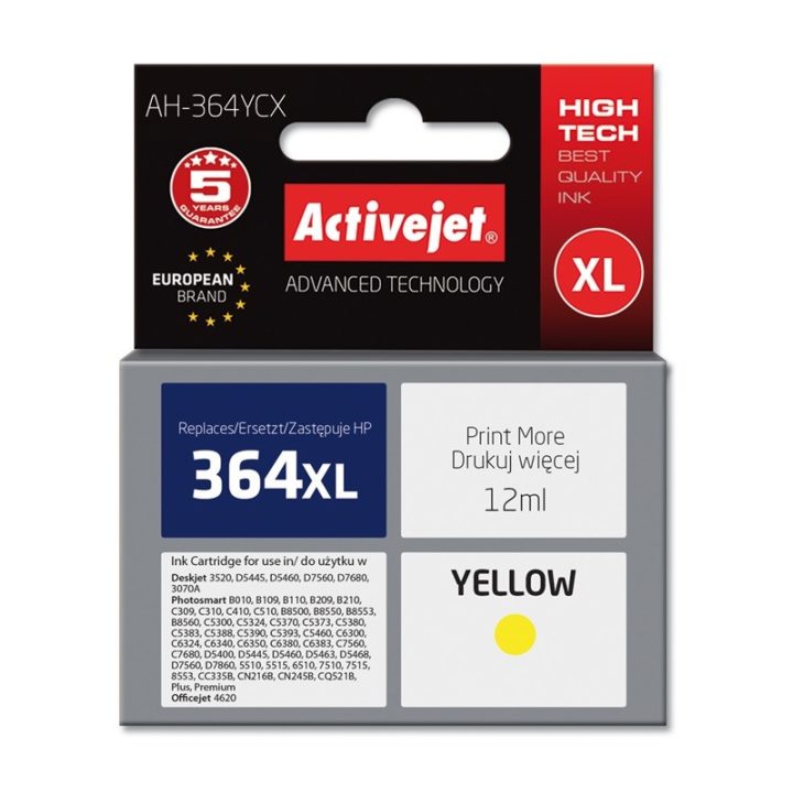 Activejet AH-364YCX Ink (replacement for HP 364XL CB325EE Premium 12 ml yellow)