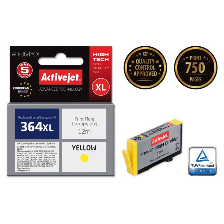 Activejet AH-364YCX Ink (replacement for HP 364XL CB325EE Premium 12 ml yellow)