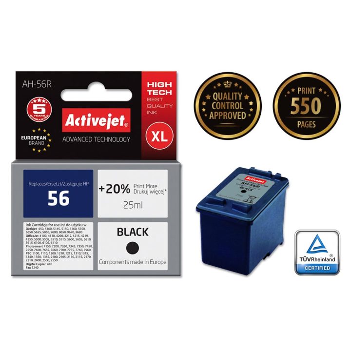 Activejet AH-56R Ink (replacement for HP 56 C6656A Premium 25 ml black)