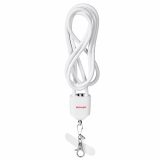 Activejet lanyard with 3-in-1 charging cable white. Ends with various connectors: USB-C Lightning adapter USB-A