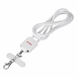 Activejet lanyard with 3-in-1 charging cable white. Ends with various connectors: USB-C Lightning adapter USB-A