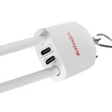 Activejet lanyard with 3-in-1 charging cable white. Ends with various connectors: USB-C Lightning adapter USB-A