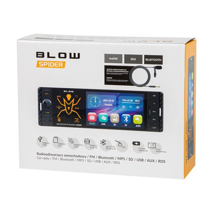 Radio BLOW SPIDER 4 RDS RGB MP5/USB/micro SD/BLUETOOTH