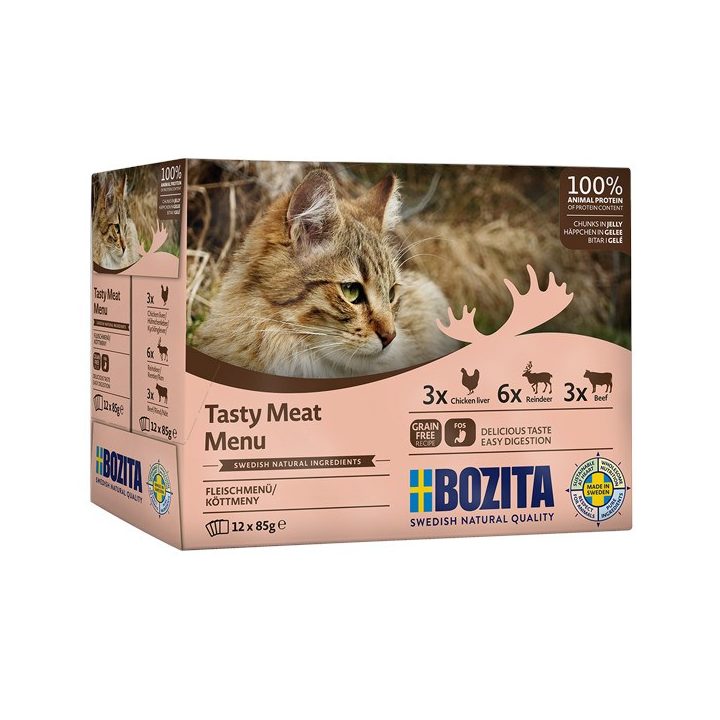 BOZITA Tasty meat menu Multibox Flavor Mix in Jelly - Wet Cat Food - 12 x 85g