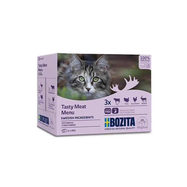 BOZITA Tasty meat menu box - wet cat food - 12 x 85g