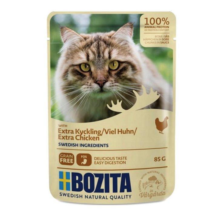 BOZITA Meat chunks in sauce with chicken – wet cat food – 85g