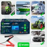 Microprocessor-controlled car battery charger 10 A 6–150 Ah 2–24 V W14018 WUBER