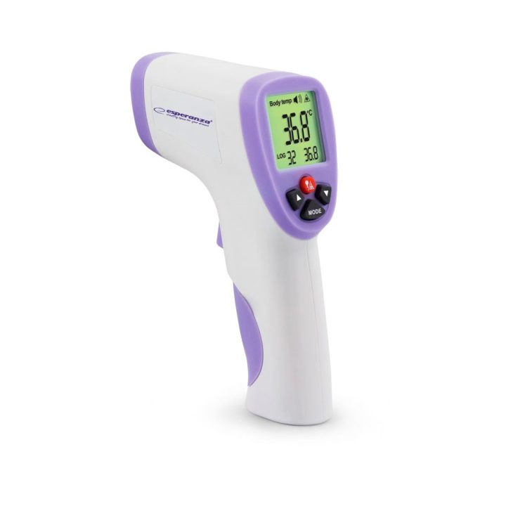 Esperanza ECT002 digital body thermometer Remote sensing thermometer Purple White Ear Forehead Oral Rectal Underarm Buttons