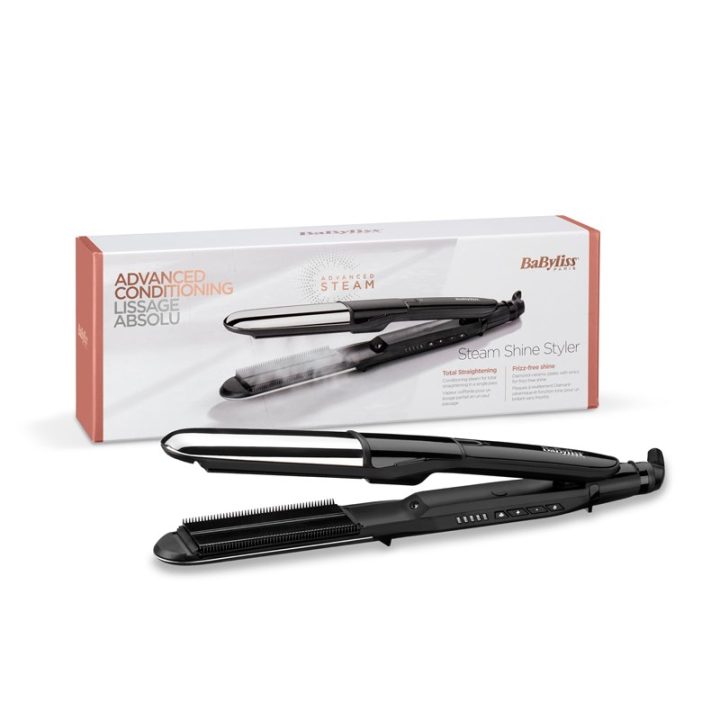 BaByliss Steam Mist Styler Straightening iron Black Silver 2.5 m