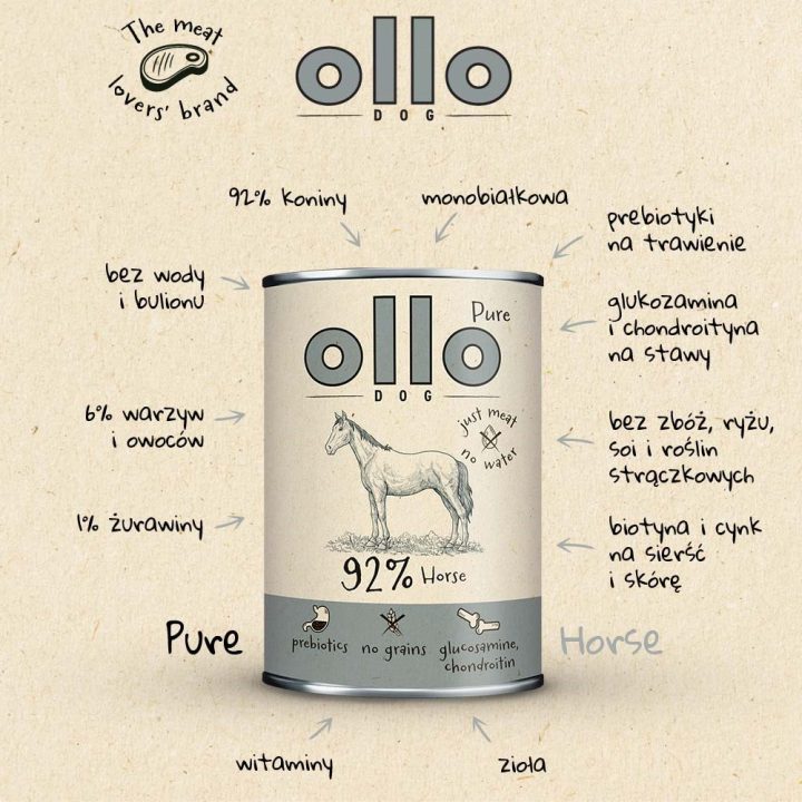 OLLO Pure Horse Mono - wet dog food - 850g