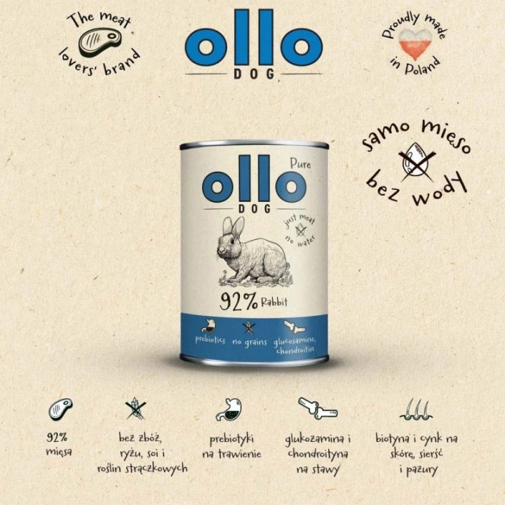 OLLO Pure Rabbit - wet dog food - 400g