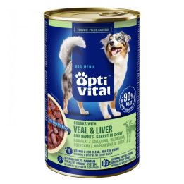 OPTIVITAL Bocconi con cuori di vitello fegato e carote - cibo umido per cani - 1250g