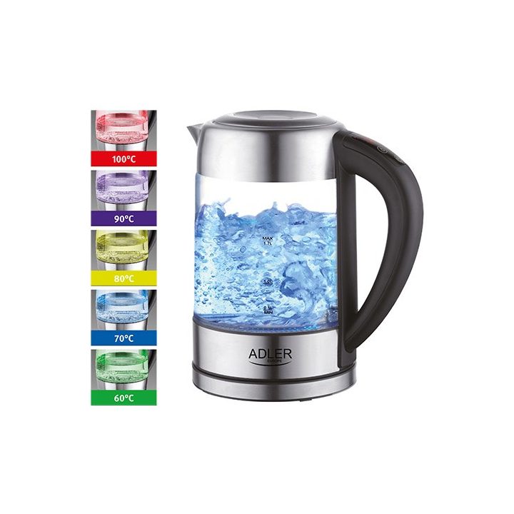 Adler AD 1247 NUOVO bollitore elettrico 1.7 L nocciola acciaio inossidabile trasparente 2200 W