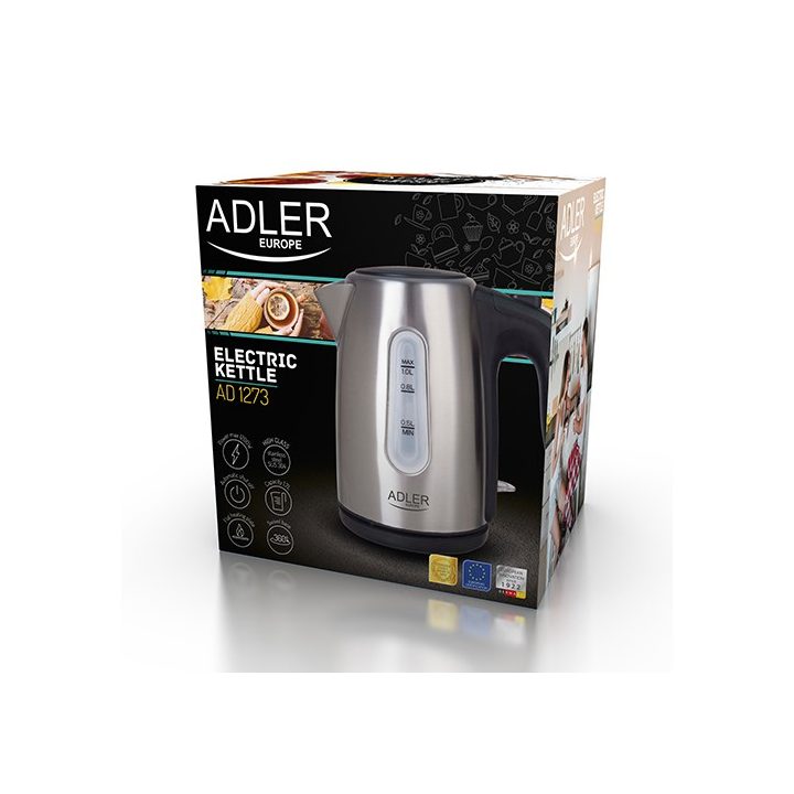 Adler AD 1273 bollitore elettrico 1 L 1200 W nero nocciola acciaio inossidabile