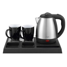 Adler AD 1354 Hotel bollitore acciaio inox 1.2 L + vassaio con tazze acciaio nero