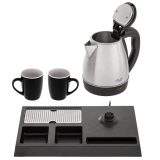 Adler AD 1354 Hotel bollitore acciaio inox 1.2 L + vassaio con tazze acciaio nero