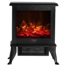 Camino elettrico ADLER AD 7754 2 2 livelli di calore: 1000W / 1800W | 3D effetto fiamma | Termostato nero