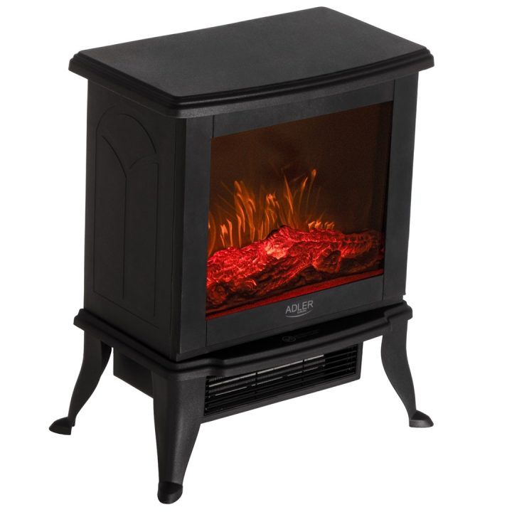 Camino elettrico ADLER AD 7754 2 2 livelli di calore: 1000W / 1800W | 3D effetto fiamma | Termostato nero