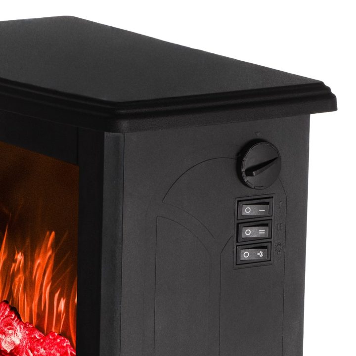 Camino elettrico ADLER AD 7754 2 2 livelli di calore: 1000W / 1800W | 3D effetto fiamma | Termostato nero