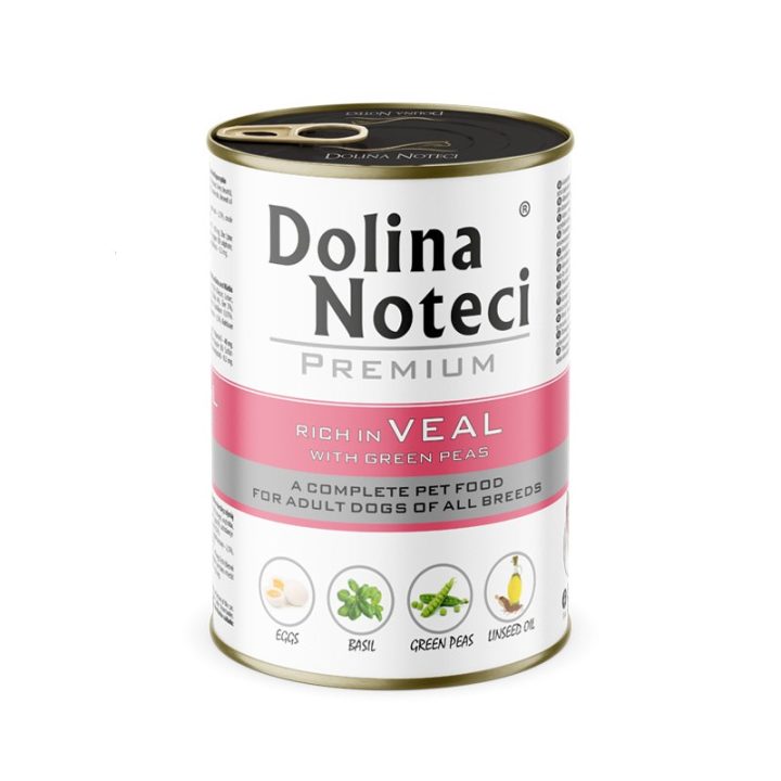 DOLINA NOTECI Premium Ricco di vitello con piselli verdi - cibo umido per cani - 400g
