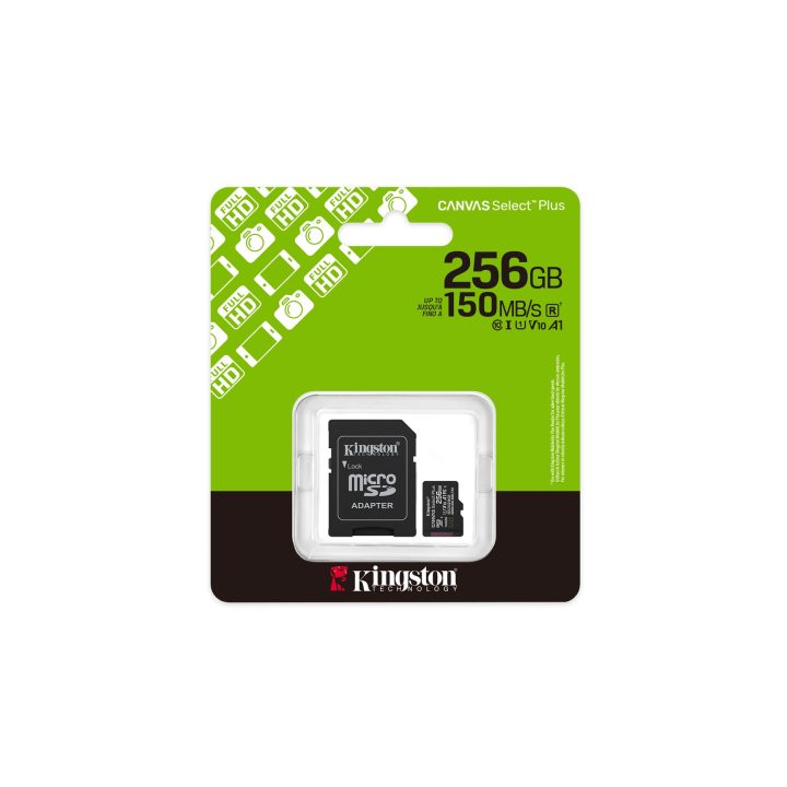Kingston Technology 256GB microSDXC Canvas Select Plus Gen3 150MB/s A1 Scheda + adattatore