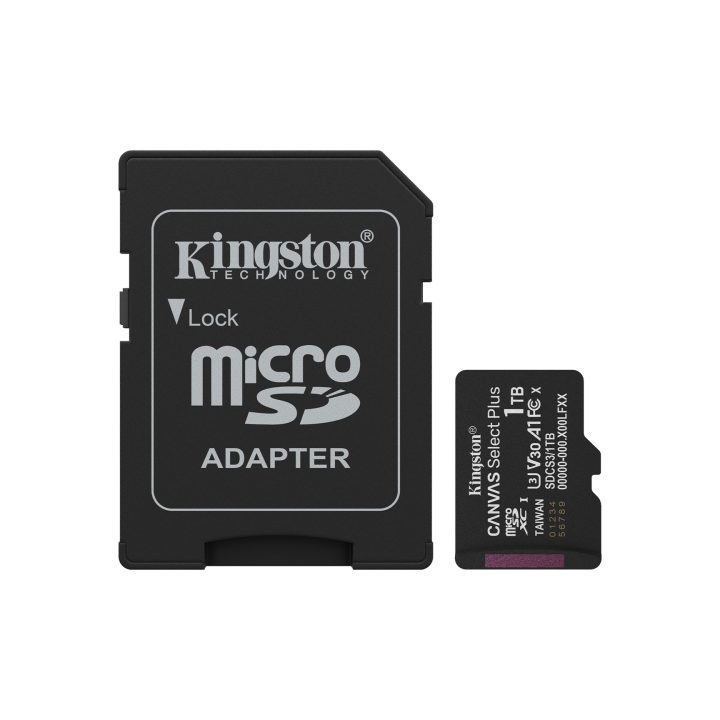 Kingston Technology 1TB microSDXC Canvas Select Plus Gen3 150MB/s A1 Scheda + adattatore