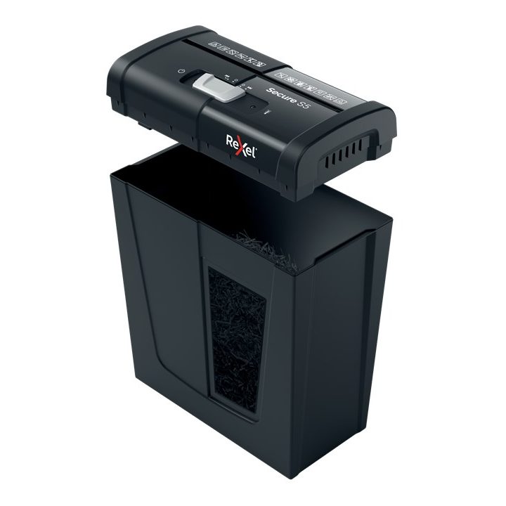 Rexel Secure S5 tritatrice di carta taglio a strisce 70 dB nero