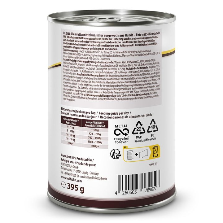 WOLFSBLUT VetLine Gastrointestinal anatra - cibo umido per cani - 395g