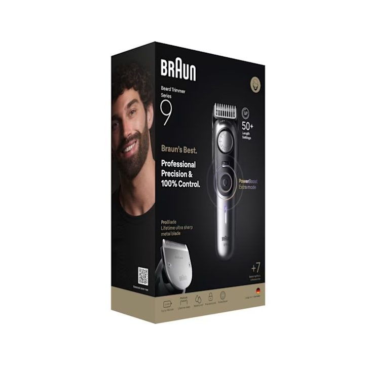 Braun BeardTrimmer 9 BT9520 trimmer per barba a batteria 52 2 cm bagnato e asciutto nero grigio