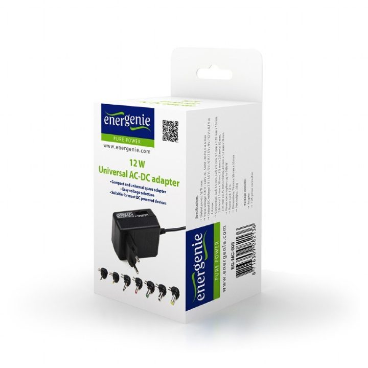 EnerGenie EG-MC-008 Adattatore universale AC-DC 12 W nero