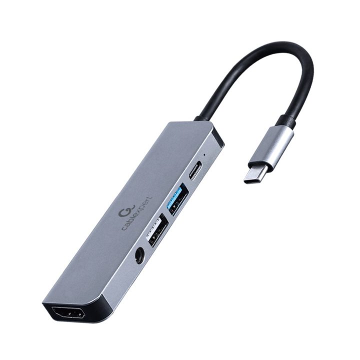 Gembird A-CM-COMBO5-02 docking station/replicatore di porte per laptop con filo USB 3.2 Gen 1 (3.1 Gen 1) Type-C Argento