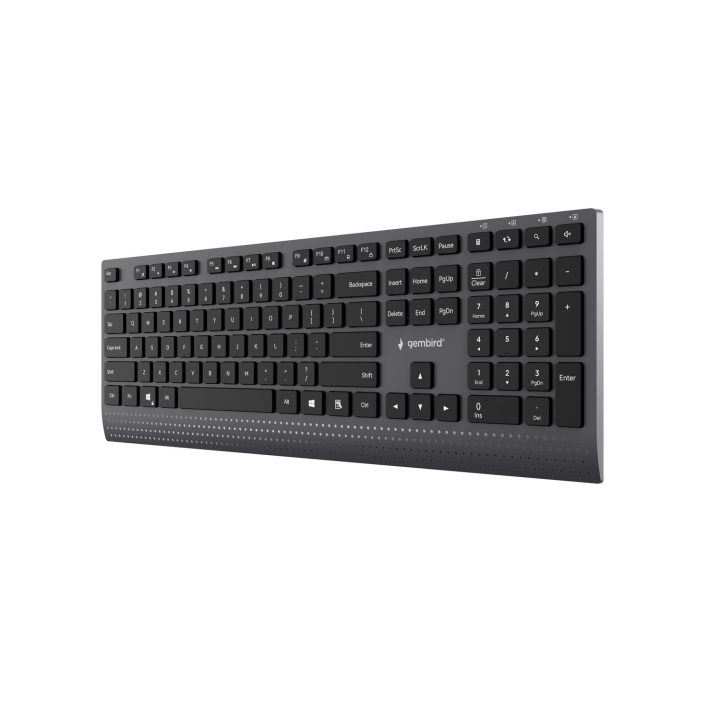 Gembird KB-MCH-06 Tastiera multimediale sottile cablata con adattatore Type-C layout US nero