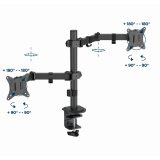 Gembird MA-D2-03 Adjustable desk mounted double monitor arm 17”-32” black