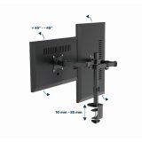 Gembird MA-D2-03 Adjustable desk mounted double monitor arm 17”-32” black