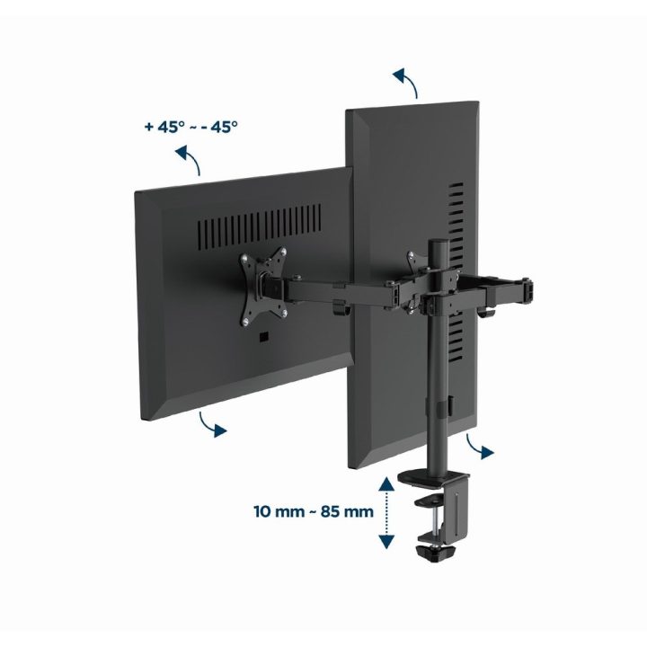 Gembird MA-D2-03 Adjustable desk mounted double monitor arm 17”-32” black