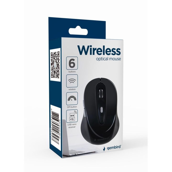 Gembird MUSW-6B-01 Mouse ufficio destrorso RF wireless ottico 1600 DPI