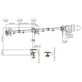 Gembird MA-D3-01 Adjustable desk 3-display mounting arm (rotate tilt swivel) 17”-27” up to 7 kg