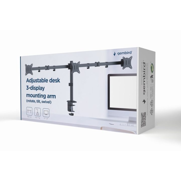 Gembird MA-D3-01 Adjustable desk 3-display mounting arm (rotate tilt swivel) 17”-27” up to 7 kg
