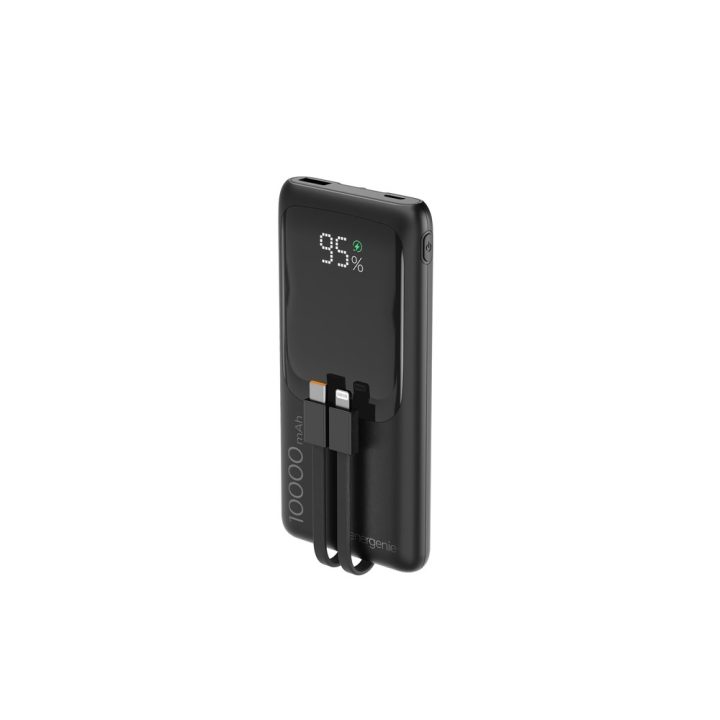 Gembird PB10-PD20-LCD-01 Power bank a ricarica rapida con cavi integrati 20W 10000 mAh nero
