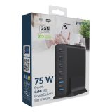 Gembird TA-UC-2A4C-PD75-01-BK caricabatterie dispositivo mobile Universale Nero AC Ricarica rapida Interno