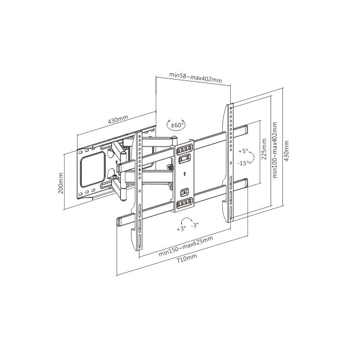 Gembird WM-80ST-02 Supporto a muro con movimento completo per TV 37 - 80'' (60 kg)