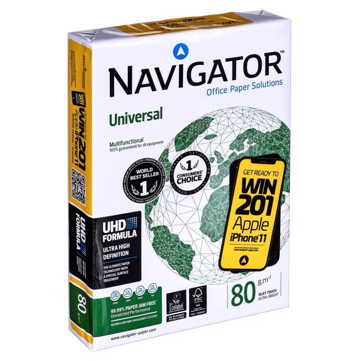 Carta fotocopiatrice ufficio universale Premium Navigator 8247A80 (A4 80g/m2 500 fogli carta bianca)