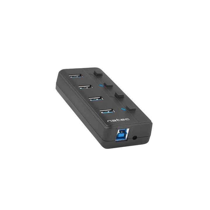 NATEC HUB USB 3.0 MANTIS 2 4-PORTE CON SWITCH+ALIMENTATORE