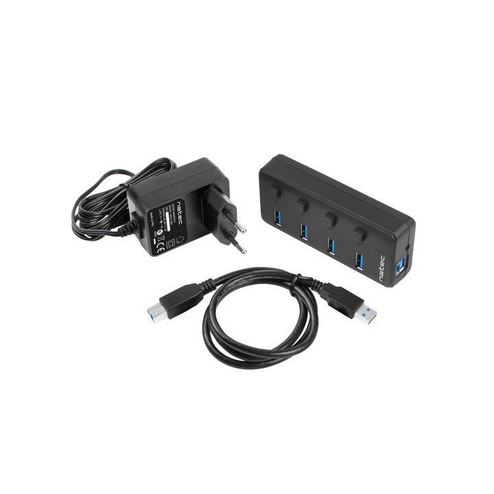 NATEC HUB USB 3.0 MANTIS 2 4-PORTE CON SWITCH+ALIMENTATORE
