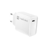 NATEC CARICABATTERIE DI RETE RIBERA USB-C 20W PD BIANCO