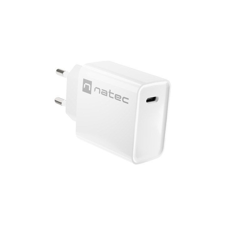 NATEC CARICABATTERIE DI RETE RIBERA USB-C 20W PD BIANCO