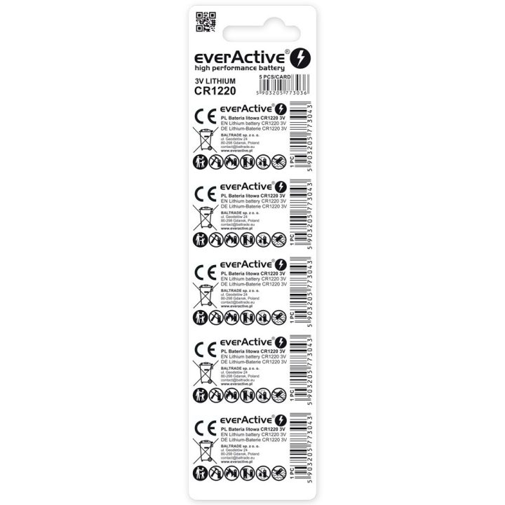 Lithium battery mini everActive CR1220 - blister 5 pcs.