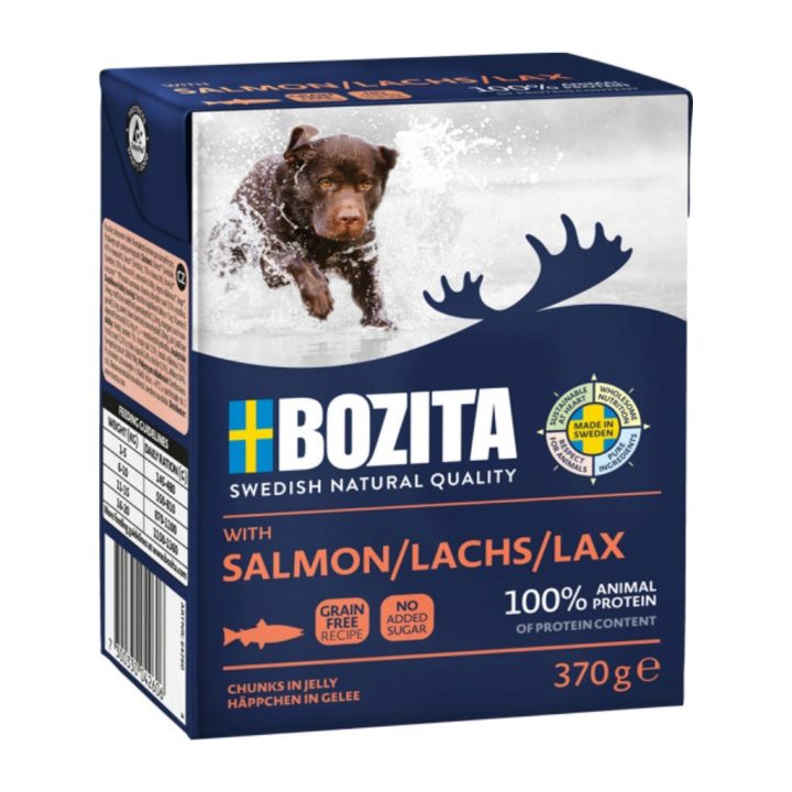 BOZITA Meat chunks with salmon in jelly – wet dog food – 370 g